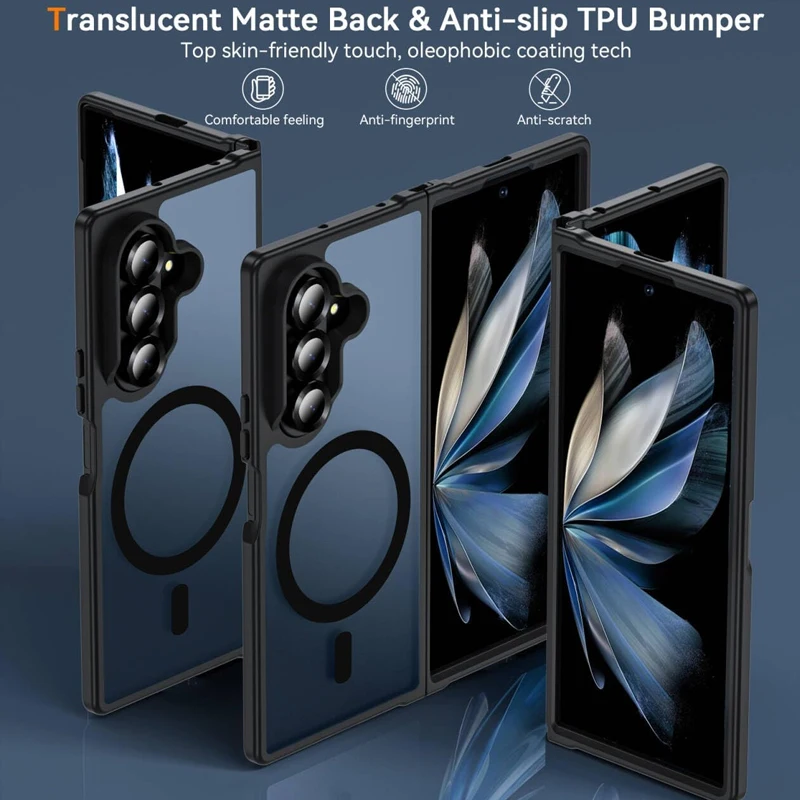 VeridexMarket Translucent Magnetic Rugged Slim Case for Samsung Galaxy Z Fold 7 – Shockproof Wireless Charging Cover 2