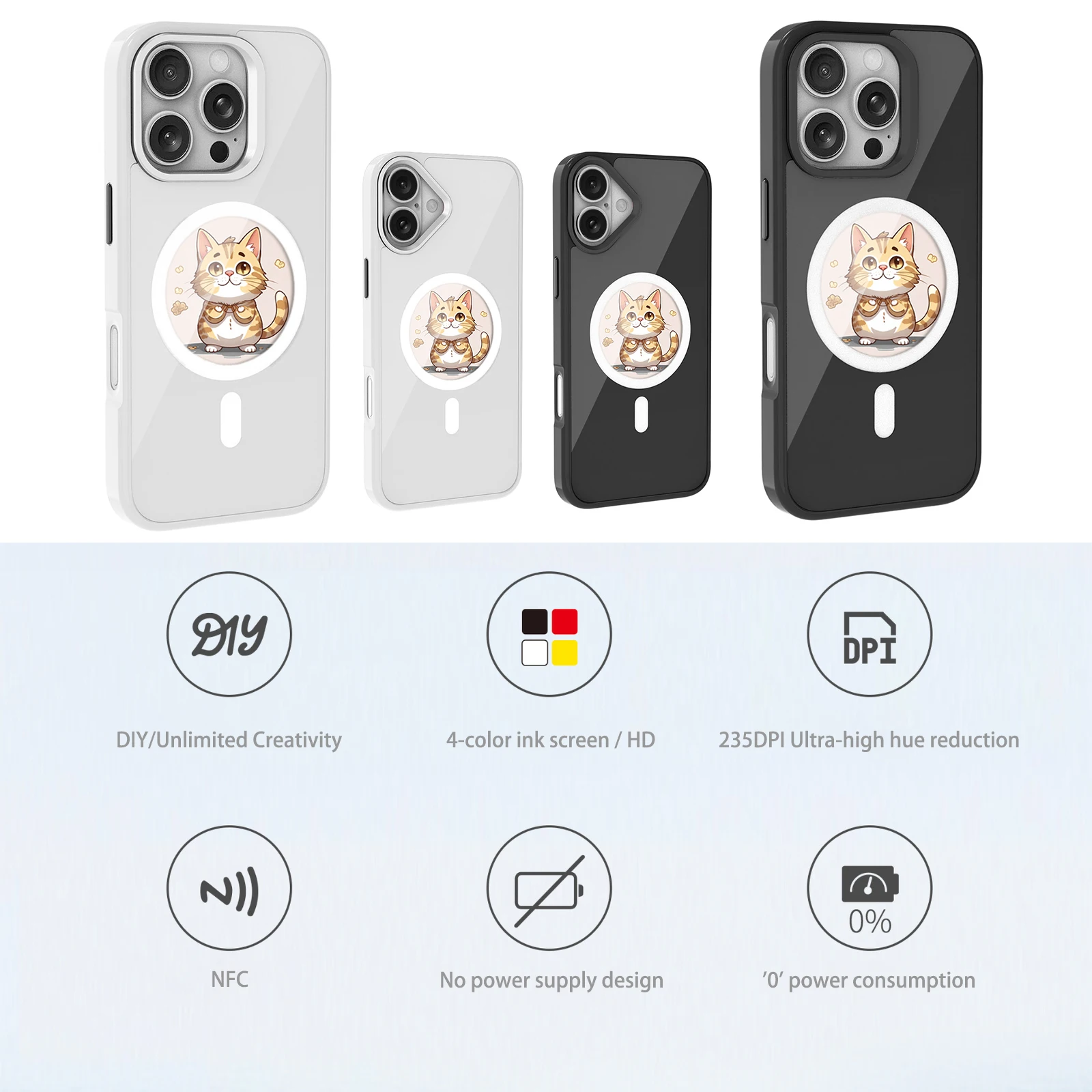 Veridexmarket NFC Ink Smart Case for iPhone 16 & 15 Pro Max – 235DPI HD Round Screen, MagSafe Compatible 3