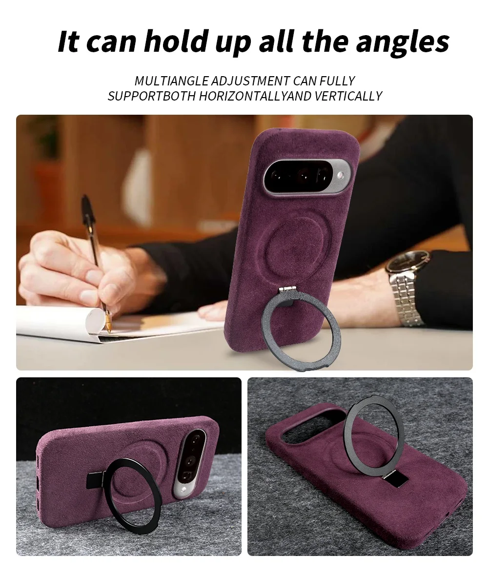 VeridexMarket Alcantara Foldable Bracket Stand Case for Google Pixel 7–10 Pro 6