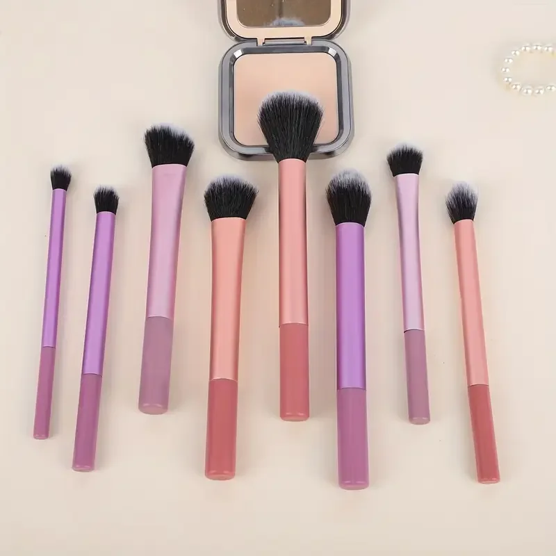 VeridexMarket 8-Piece Essential Glow Makeup Brush Set – Soft Synthetic Artistry Kit 3