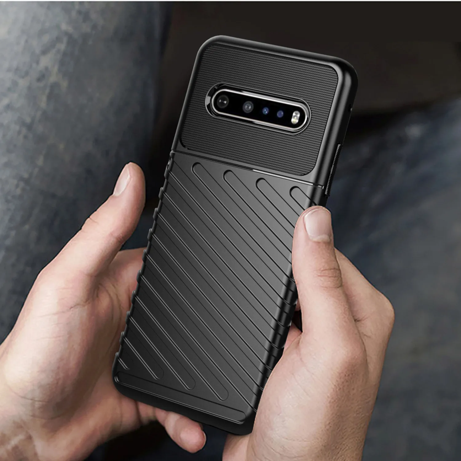 VeridexMarket Fashion Thunder Shockproof Silicone Case for LG V60, G8X, V50S, K92 5G, Q92, K61, Q61, K51, Q51, Stylo 6/7 5G – Slim Grip Protective Cover 6