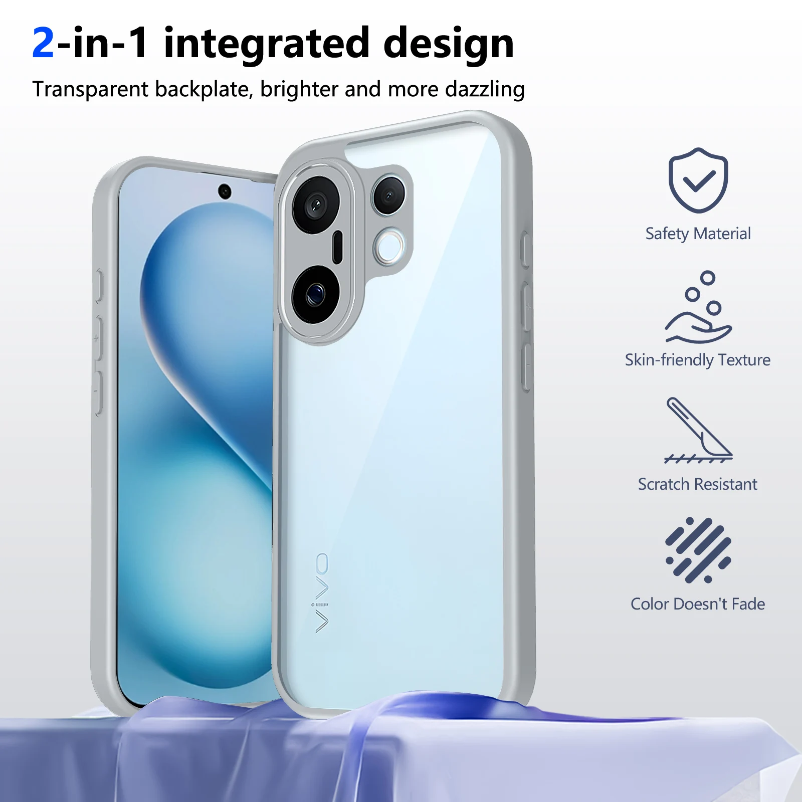VeridexMarket Air Cushion Shockproof Case for Vivo X200 FE 5G – Clear Matte Silicone Back Cover with Camera Protection 2