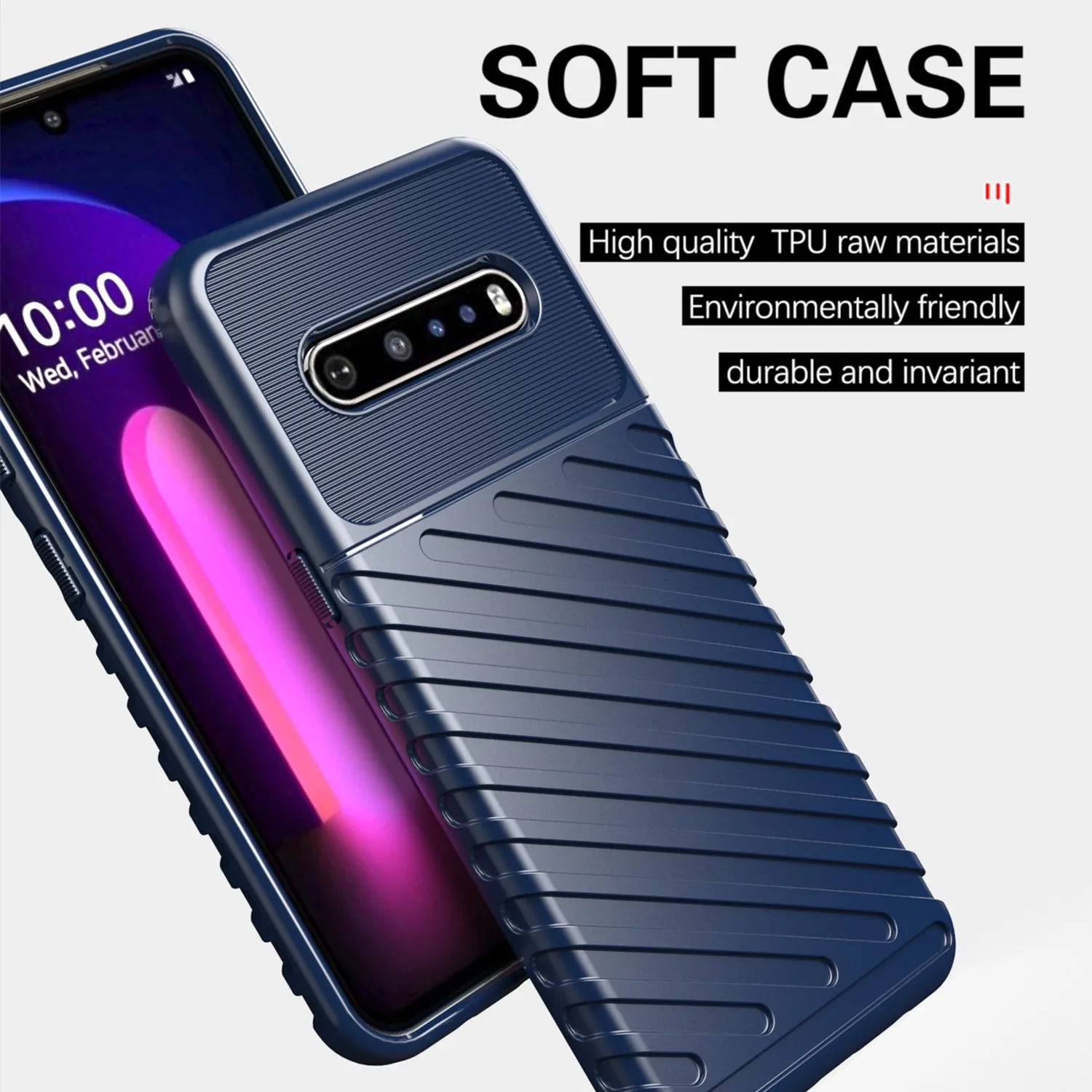 VeridexMarket Fashion Thunder Shockproof Silicone Case for LG V60, G8X, V50S, K92 5G, Q92, K61, Q61, K51, Q51, Stylo 6/7 5G – Slim Grip Protective Cover 3