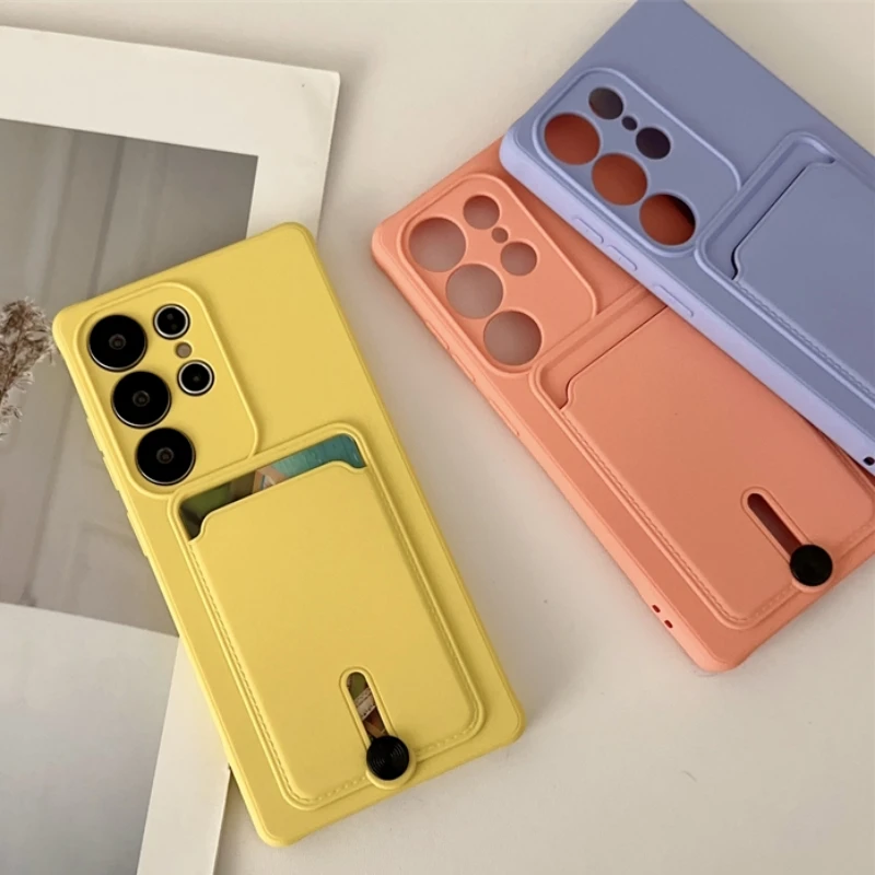 VeridexMarket Soft Silicone Wallet Card Holder Case for Samsung S & A Series 3