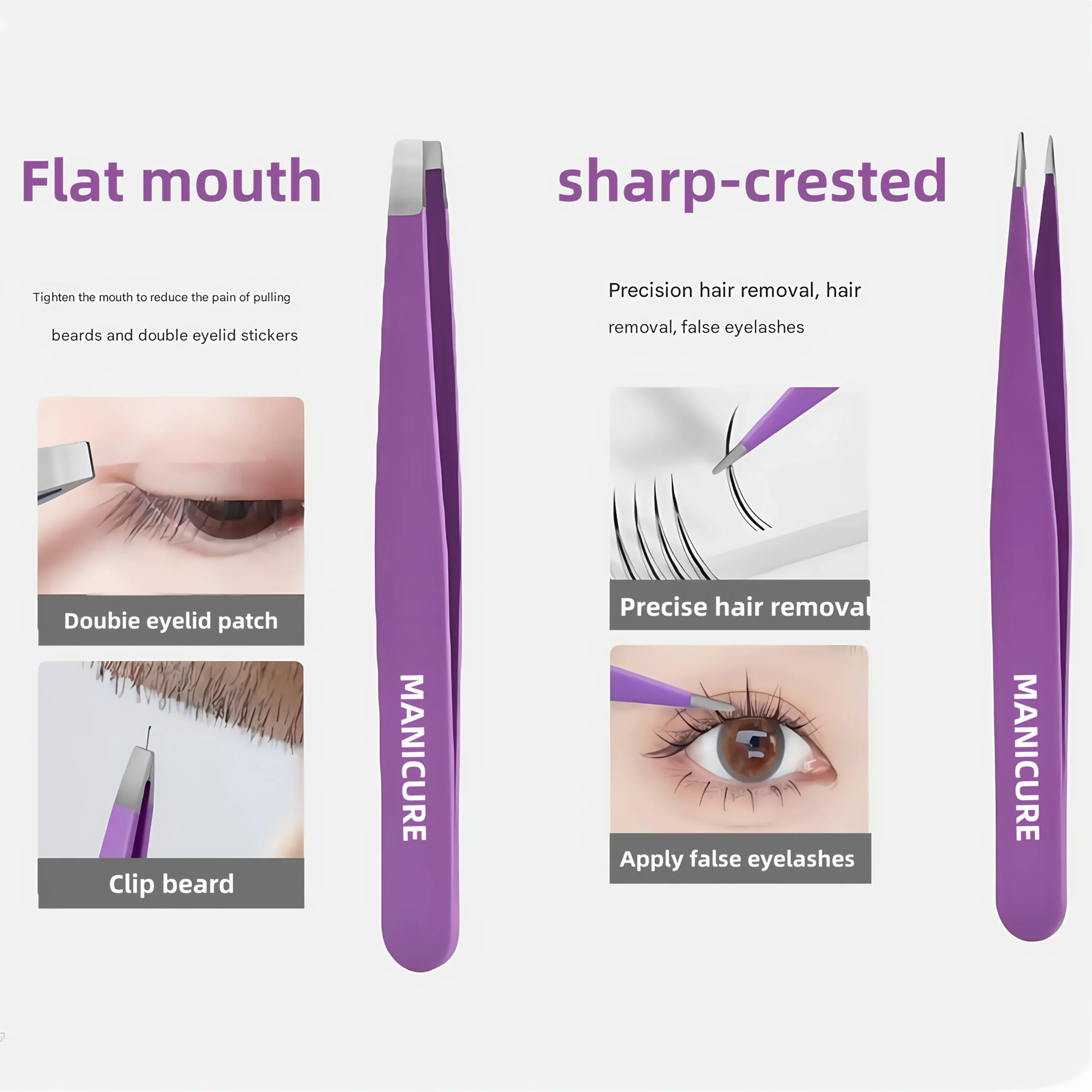 VeridexMarket 2pcs Stainless Steel Eyebrow Tweezers Set – Flat & Pointed Precision 3