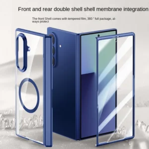 Samsung Galaxy Z Fold 7 Electroplated Magnetic Case with Tempered Glass – Anti-Fingerprint & Shockproof 1