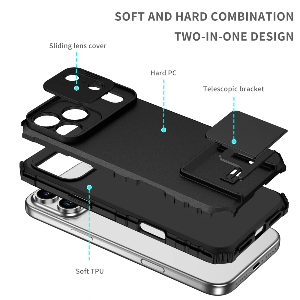 VeridexMarket Slide Camera Armor Case for iPhone 17 Series – Shockproof Full-Coverage Kickstand Cover 6
