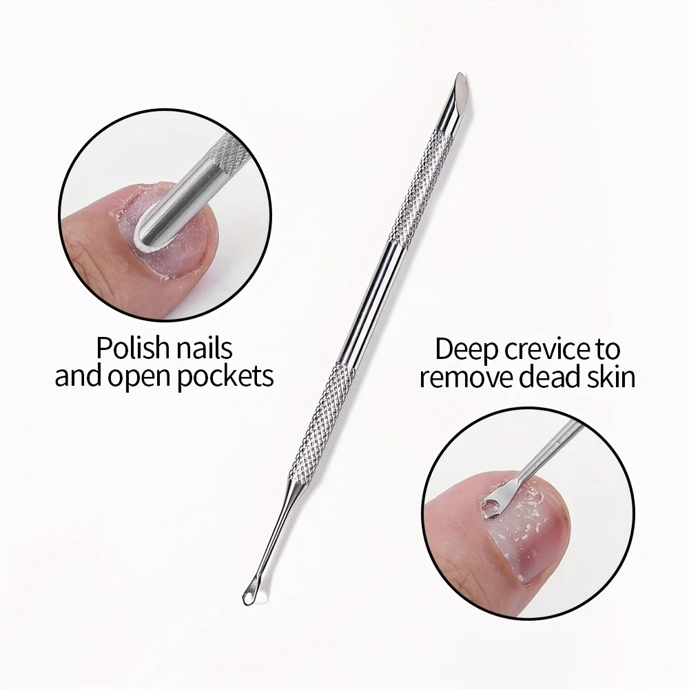 VeridexMarket Double-Headed Circular Steel Cuticle Pusher – Slanted Edges for Nail Care 6