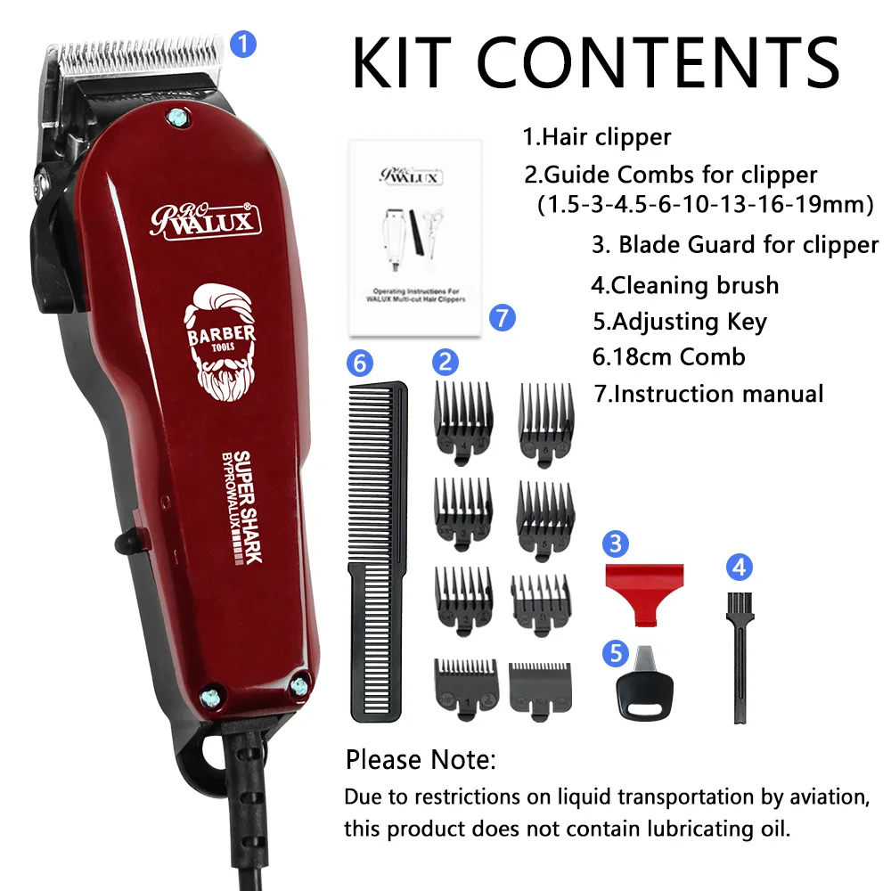 VeridexMarket™ 10W Professional Heavy-Duty Corded Hair Clipper | High-Torque Vibratory Motor & 8-Piece Pro Guard Kit 6
