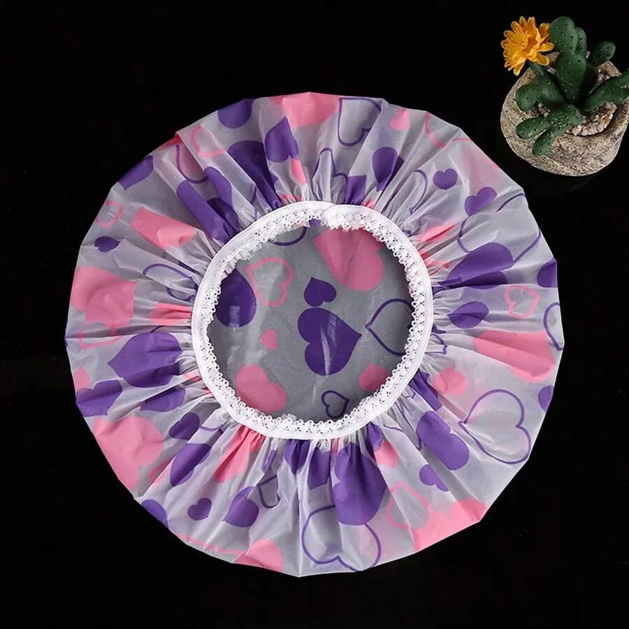 VeridexMarket 5-Piece Waterproof Luxury Shower Cap Set – Reusable Cartoon Print Bathing Caps 2