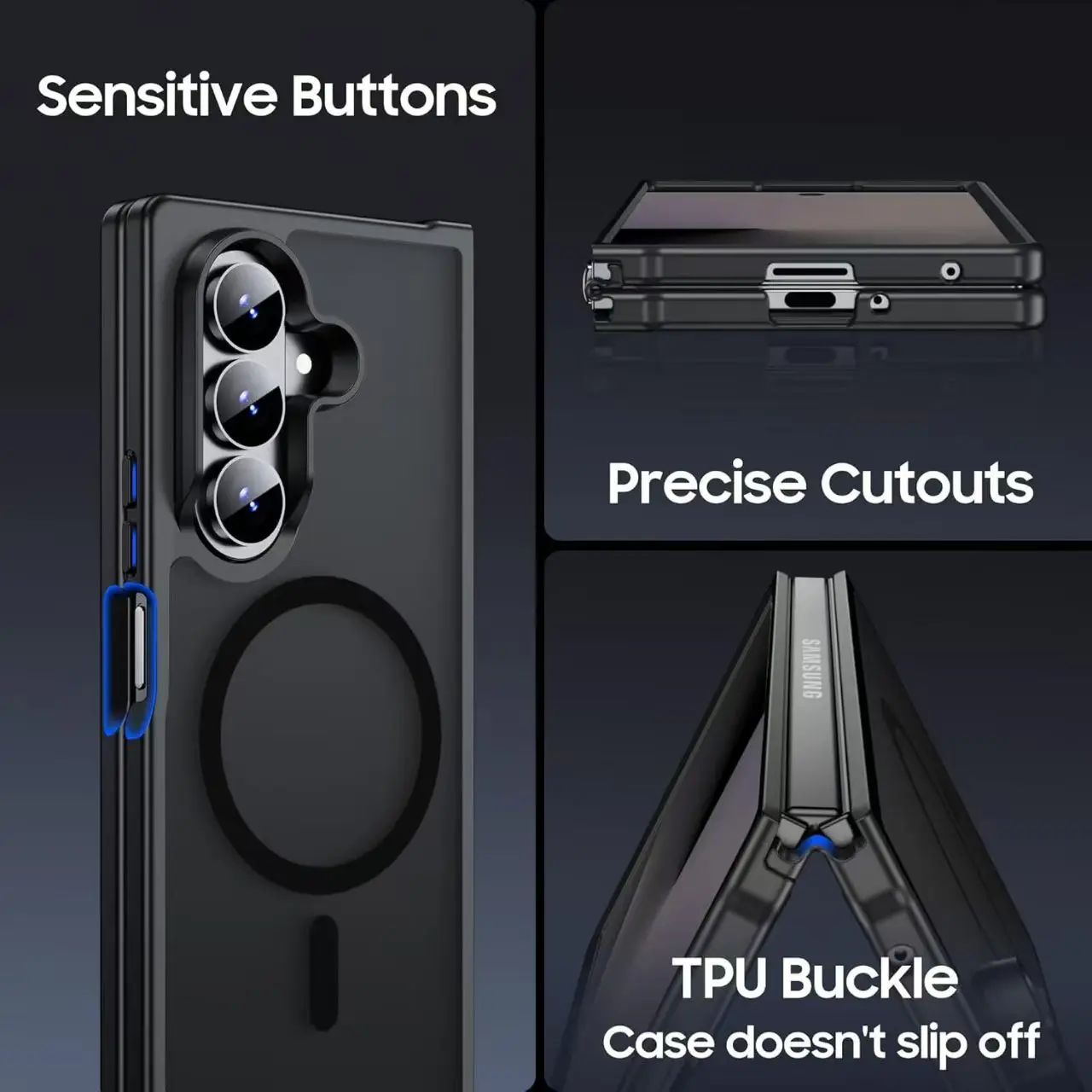 VeridexMarket Translucent Magnetic Rugged Slim Case for Samsung Galaxy Z Fold 7 – Shockproof Wireless Charging Cover 4