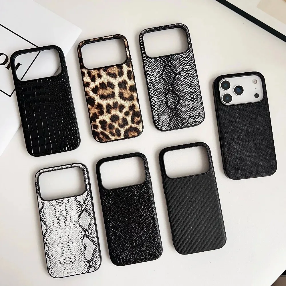 VeridexMarket Snake Lichi Leopard Print PU Leather Case for iPhone 17 Air / 16 / 15 / 14 Pro Max – Luxury Shockproof Back Cover 4