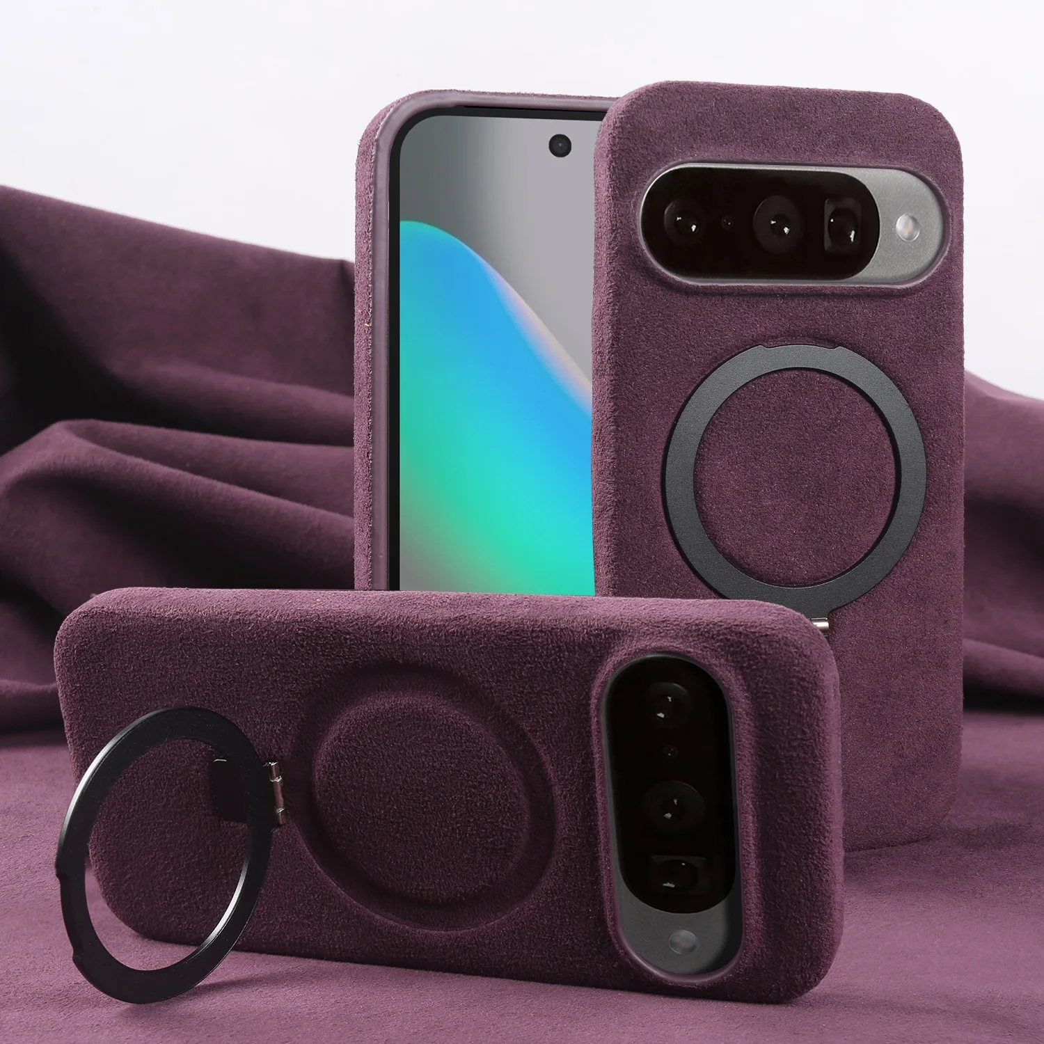 VeridexMarket Alcantara Foldable Bracket Stand Case for Google Pixel 7–10 Pro 1