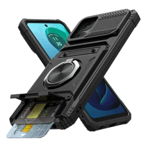 Magnetic Ring Kickstand Wallet Case for Motorola Moto Edge & G Stylus – Heavy-Duty Dual-Layer Protection 1