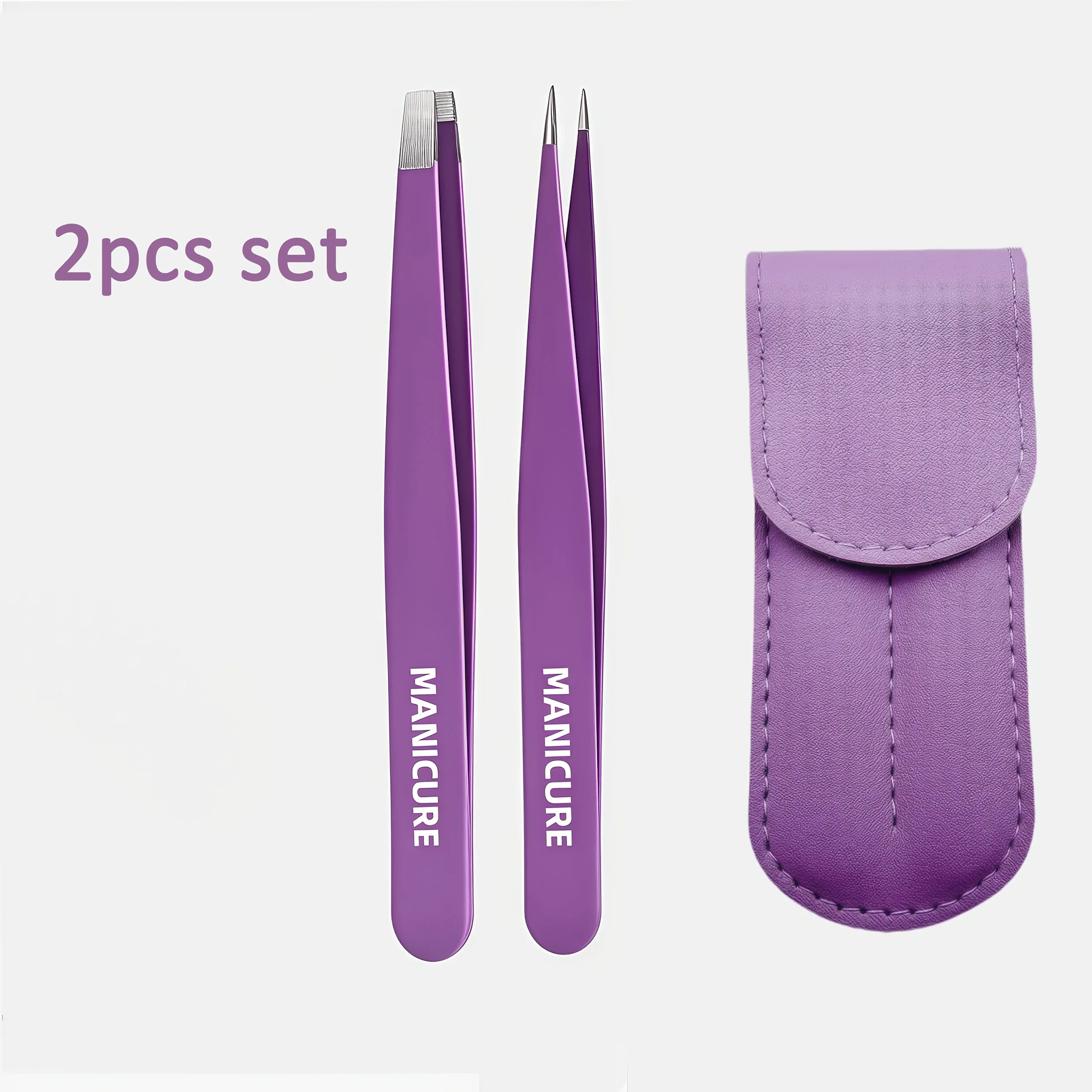 VeridexMarket 2pcs Stainless Steel Eyebrow Tweezers Set – Flat & Pointed Precision 2