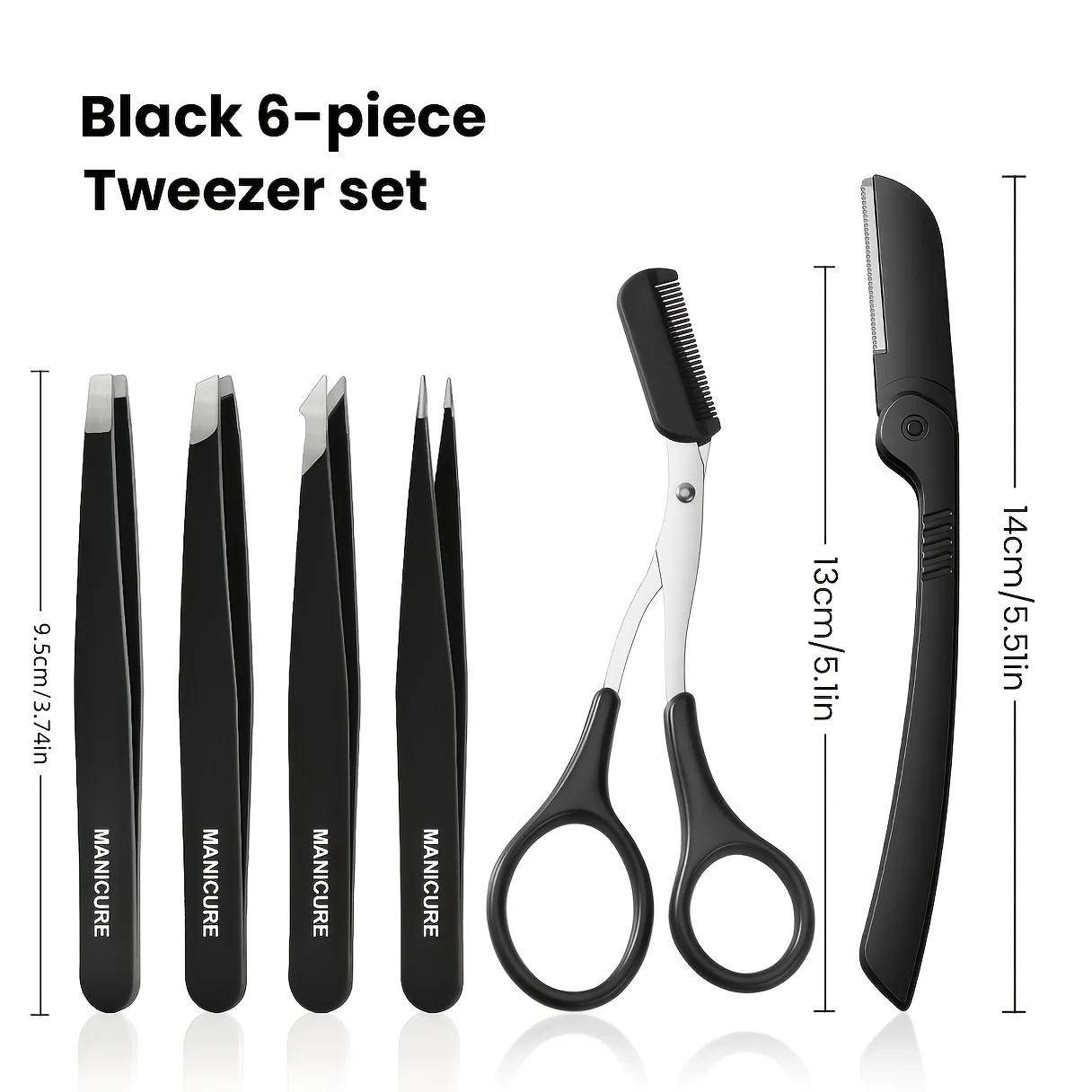 VeridexMarket 6pcs Professional Stainless Steel Eyebrow Tweezers & Scissors Set 5