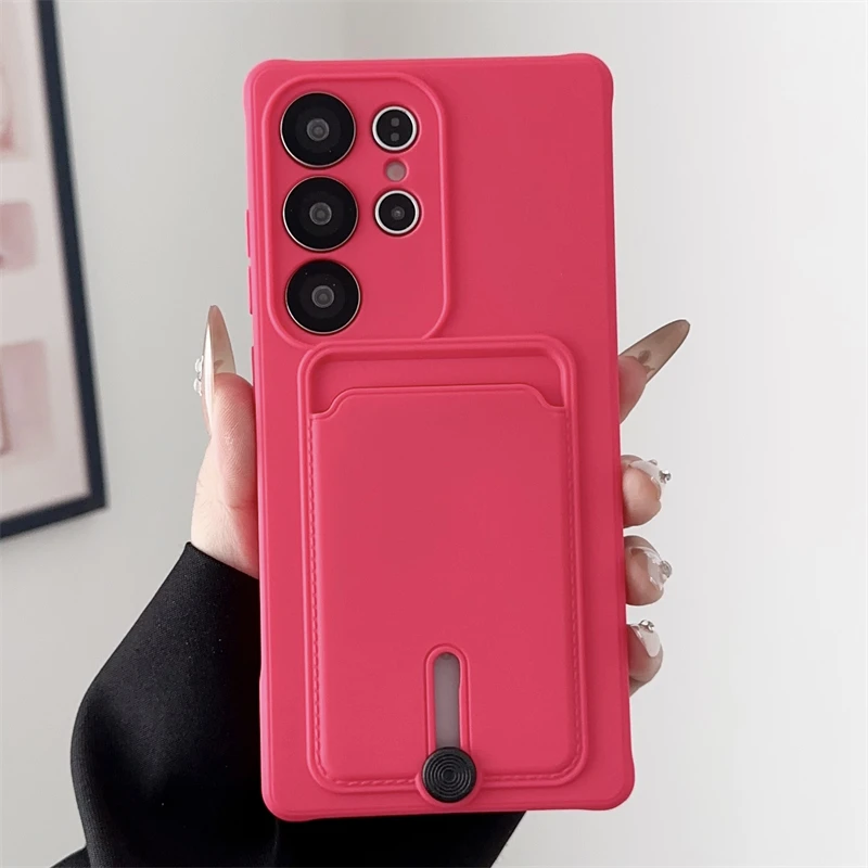 VeridexMarket Soft Silicone Wallet Card Holder Case for Samsung S & A Series 2