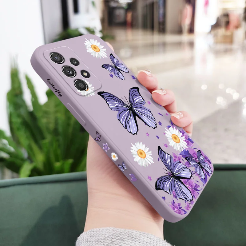 Purple Butterflies Case for Samsung Galaxy A Series – Cute Cartoon PC + TPU Dustproof Phone Cover 6