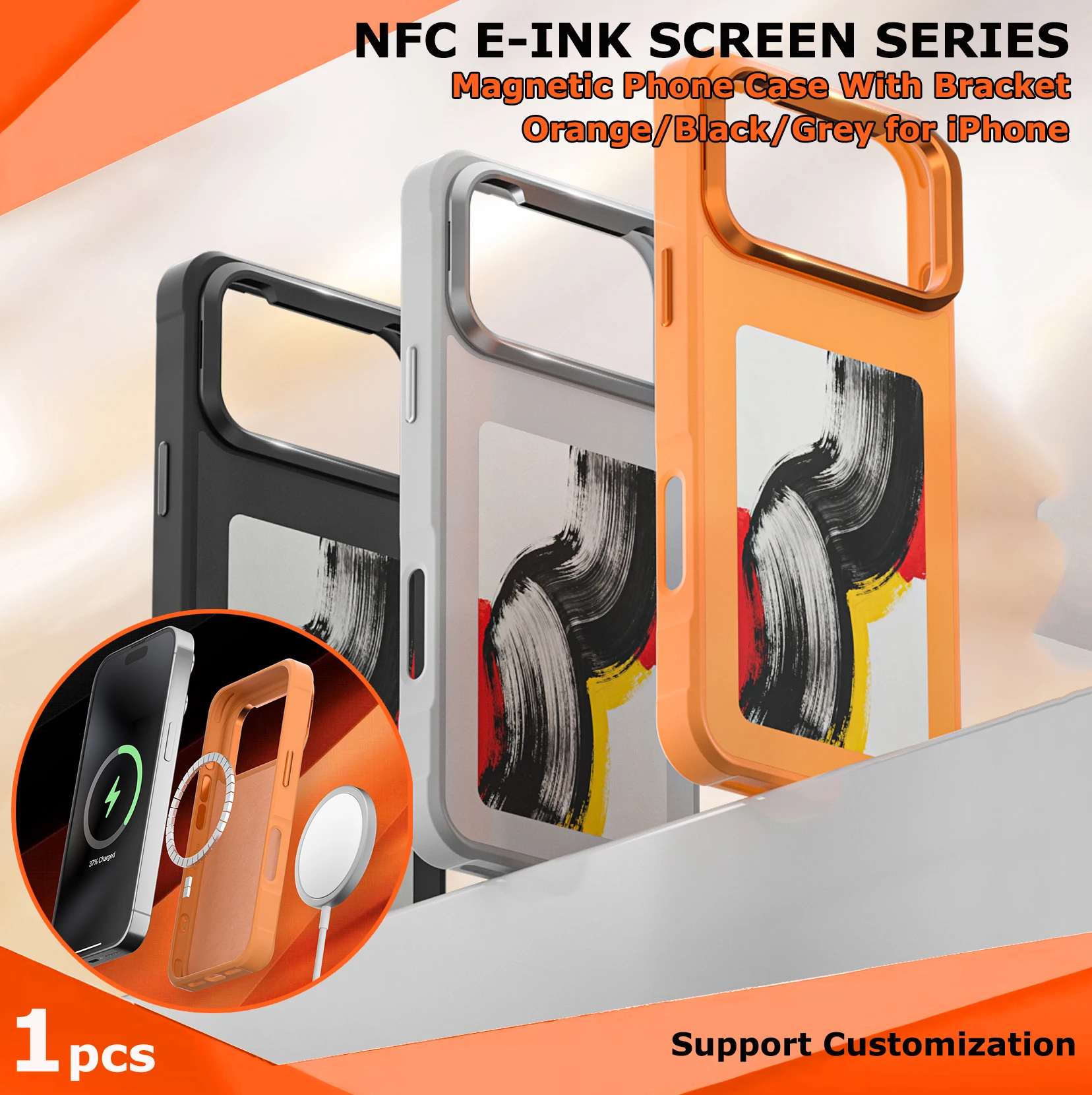 VeridexMarket NFC E-Ink Screen Magnetic Case with Bracket for iPhone 17 Series 1