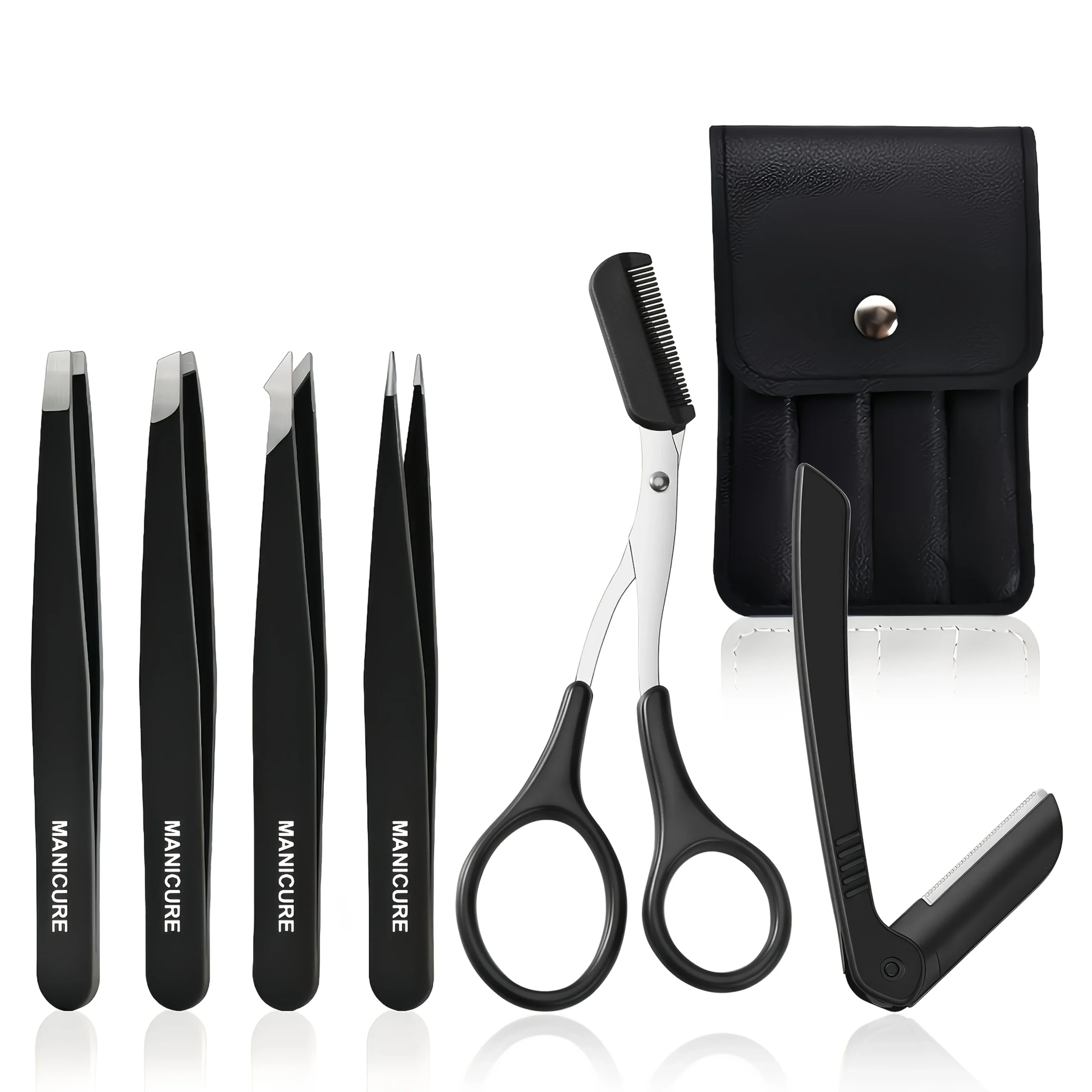 VeridexMarket 6pcs Professional Stainless Steel Eyebrow Tweezers & Scissors Set 1